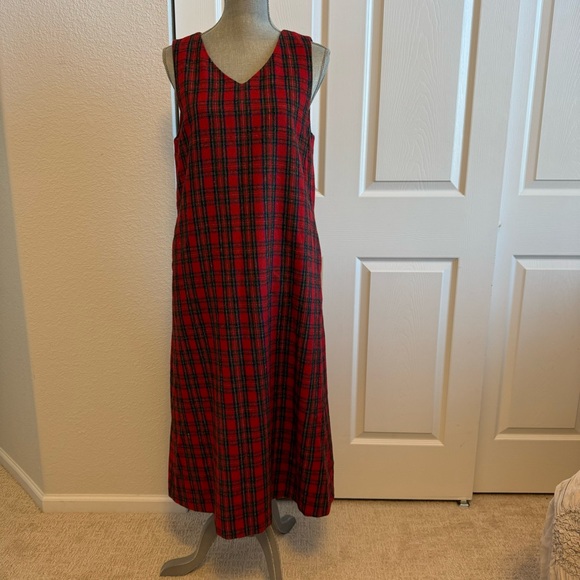 Plaid red dress Vintage size 8 wool blend jumper with pockets, lined gorgeous - Picture 1 of 16